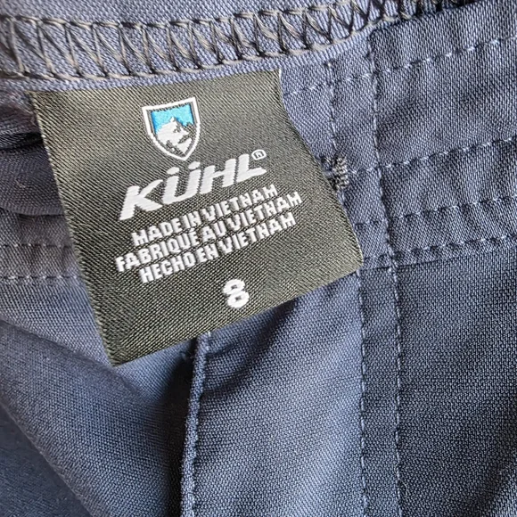 KUHL Trekr Kapri Hiking Pants Blue Ruched Side Cinch Cargo Size 8 - Picture 3 of 16